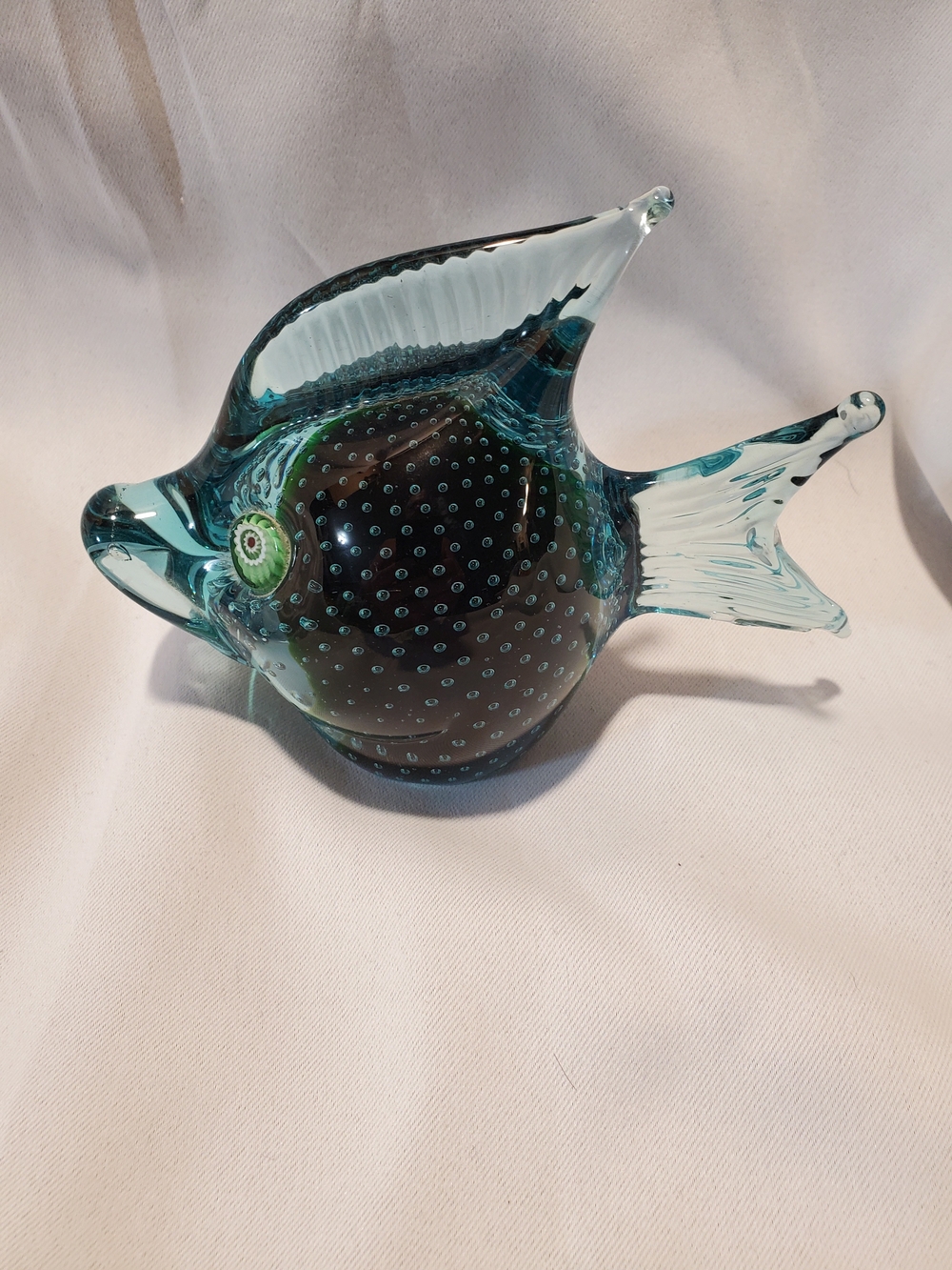 Vintage Galiano  Ferro Murano Glass Fish  Bullicante Controlled Bubble